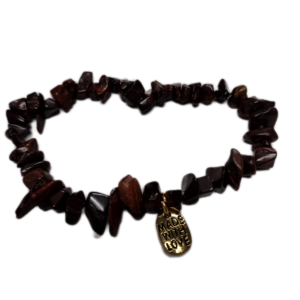 Rough tumbled bead red tiger's eye bracelet with charm