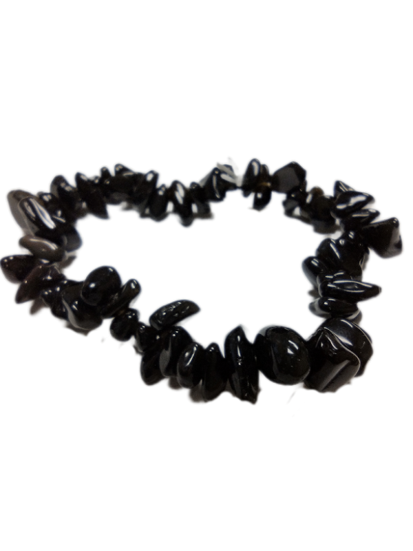 Rough tumbled bead obsidian bracelet.
