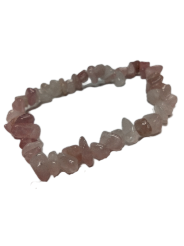 Rough tumbled bead, rose quartz bracelet