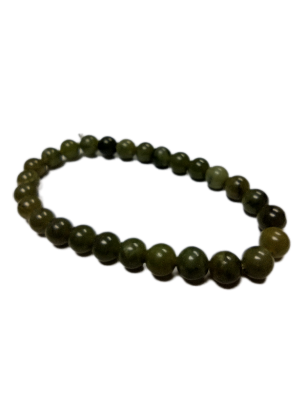 6 millimeter round bead, green chinese jade bracelet